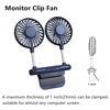 Picture of THRRLY Desktop Fan, Monitor Clip on Fan with 2 Fan Heads, 3 Speeds Office Desk fan USB Powered Cooling Fan with Sturdy Adjustable Clamp, Strong Wind Quiet Personal USB Small Fan for Laptops, Desktop.