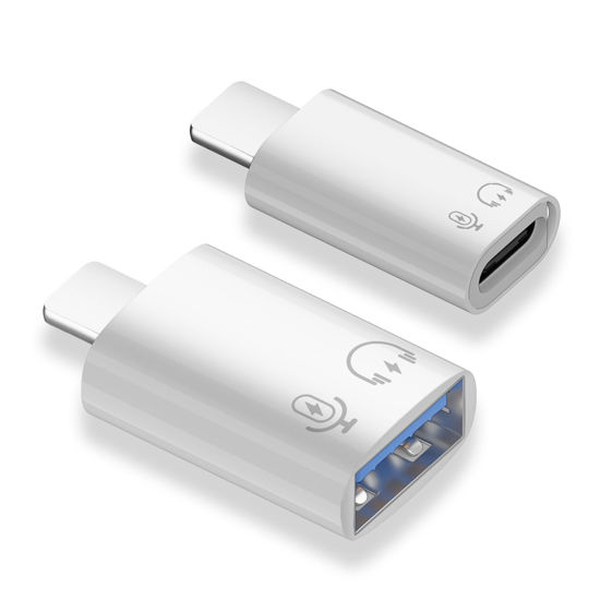 Picture of AreMe 2 Pack USB C and USB 3.0 OTG Adapter for iPhone/iPad, Support Connect Card Reader, U Disk, USB Flash Drive, Keyboard, Mouse, Lavalier Microphone, Digital Headphone