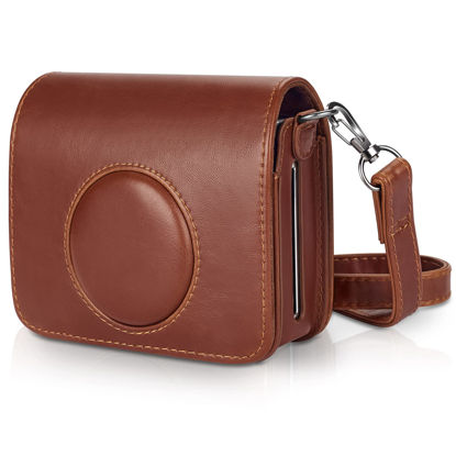 Picture of Phetium Protective Case Compatible with Fujifilm Instax Mini EVO Hybrid Instant Camera-PU Leather Bag with Adjustable Shoulder Strap (Brown-I)