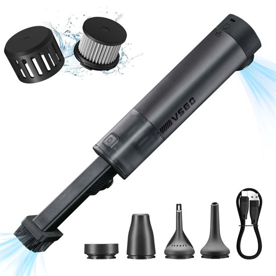 Picture of VSGO Cordless Car Vacuum, Compressed Electric Air Duster 17000Pa Suction, 5-in-1 Portable Mini Small Handheld Vacuum, UP to 90 Mins Runtime for Car, Desk, Computer, Keyboard, Home Cleaning (Grey)