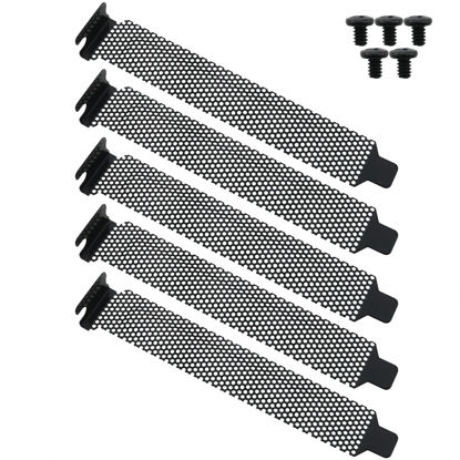 Picture of CHENJIN PCI Slot Cover 5PCS Black PCI Dust Filter Blanking Plates with 5PCS Screws Vented Slot Cover
