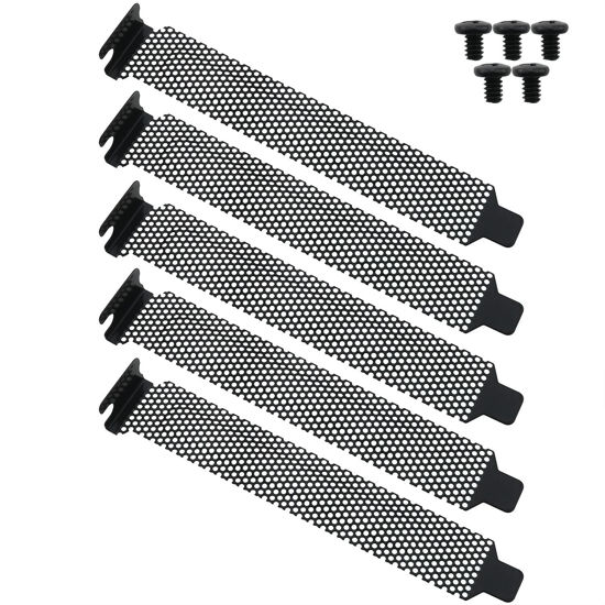 Picture of CHENJIN PCI Slot Cover 5PCS Black PCI Dust Filter Blanking Plates with 5PCS Screws Vented Slot Cover