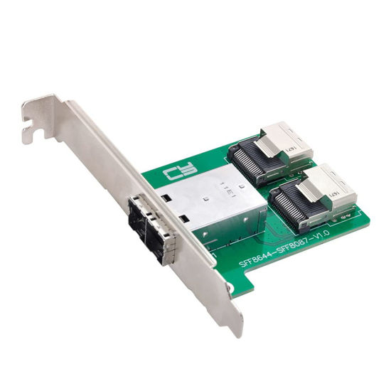 Picture of NFHK Dual Ports Mini SAS HD SFF-8644 to Internal Mini SAS SFF-8087 PCBA Female Adapter with Low Profile Bracket