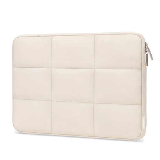 Picture of MOSISO 13-14 inch Laptop Case, 13.3 inch Puffy Laptop Sleeve Compatible with MacBook Air 13 13.3 13.6/Pro 13/14, HP, Dell, ASUS, Lenovo, Rectangle Quilted Puffer Computer Bag for Women, Sand