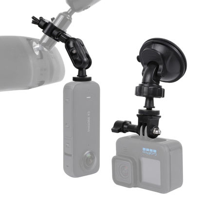 Picture of PellKing Dash GoPro Mount Rear View Mirror Holder Suction Cup Kit with Compatible with Insta360 X4/X3,One R,Rs,GoPro 11,10,9,8,7,6,5 etc and Other Action Cameras