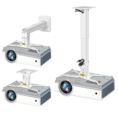 Picture of 2-Be-Best Drop Ceiling Projector Mount Heavy Duty Projector Mount Max Loading 45 lbs / 20 kg 16-24 in / 40-60 cm Adjustable Projector Ceiling Mount Projector Wall Mount White