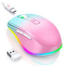 Picture of Wireless Mouse Jiggler - LED Wireless Mice with Build-in Mouse Jiggler Mover, Rechargeable Moving Mouse for Computer with Undetectable Random Movement Keeps Computer Awake - Gradient Pink