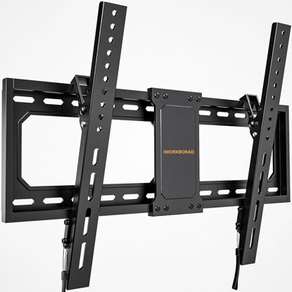 Picture of IWORKBOARD Heavy Duty Tilt TV Wall Mount for 32-90 inch Large TV, Low Profile Slim TV Mount, Thin Wall Mount TV Bracket with Safe Lock & Quick Release, Max VESA 600x400mm, up to 132lbs & 24 inch Stud
