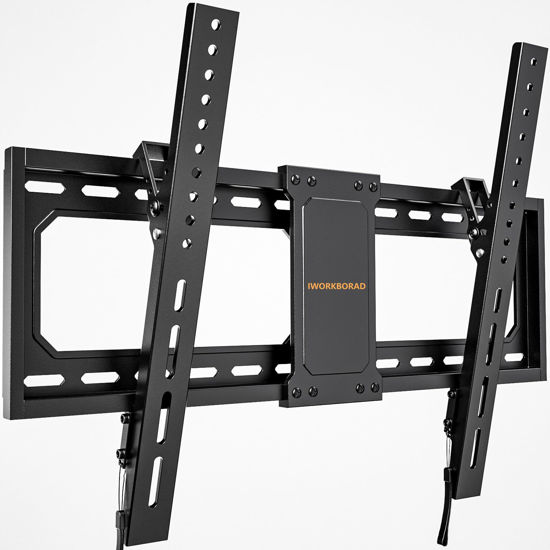 Picture of IWORKBOARD Heavy Duty Tilt TV Wall Mount for 32-90 inch Large TV, Low Profile Slim TV Mount, Thin Wall Mount TV Bracket with Safe Lock & Quick Release, Max VESA 600x400mm, up to 132lbs & 24 inch Stud