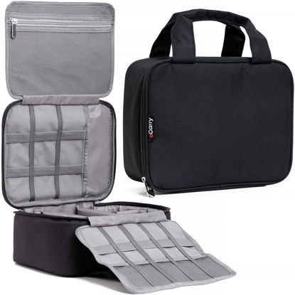 Picture of eCarry Electronics Organizer Travel Case - Multi-Layer Full Flat Opening with Compartments and Pockets - Travel Cord Organizer Travel for Accessories, Cables, Electronics