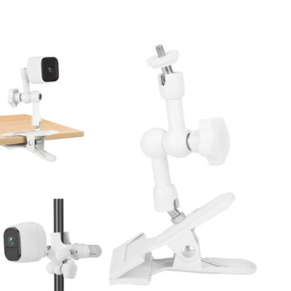 Picture of Mippko Flexible Clip Clamp Mount for Arlo/Blink Mini/Reolink/Nest/SimpliSafe/Wyze Security Camera,360° Adjustable 5.9 inch Long Aluminum Alloy Magic Arm Metal Clamp,1 Pack White