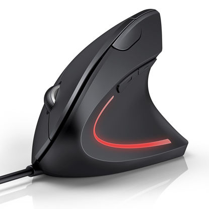 Picture of TECKNET Wired Mouse, 6400 DPI Ergonomic Mouse 6 Buttons Silent Mouse 4 Adjustable DPI Vertical Mouse Compatible with Windows/Chrome/Laptop/Computer