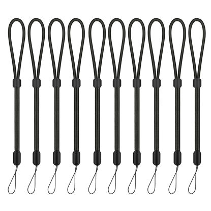 Picture of Hukado Hand Wrist Strap Lanyard, 10 Pack 9.5 inch Adjustable Nylon Wristlet Straps Keychain String for Cell Phone Case Holder, AirPods Pro 2 2022, Camera, Key, GoPro, USB Drive, Ski Glove (Black)