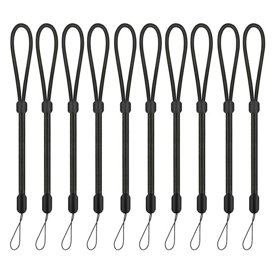 Picture of Hukado Hand Wrist Strap Lanyard, 10 Pack 9.5 inch Adjustable Nylon Wristlet Straps Keychain String for Cell Phone Case Holder, AirPods Pro 2 2022, Camera, Key, GoPro, USB Drive, Ski Glove (Black)