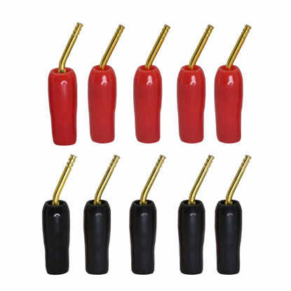 Picture of CERRXIAN Gold Plated 2mm Banana Plug Screw Type Audio Speaker Cable Connector Adapter(Black & Red,10-Pack)
