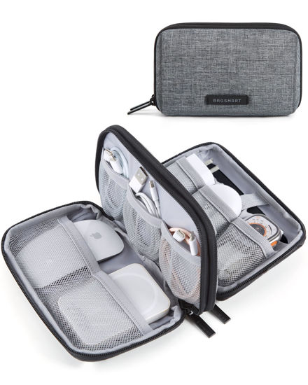 Picture of BAGSMART Electronics Organizer Travel Case, Travel Cable Organizer Pouch, Charger Organizer, Travel Essentials, Cord Organizer, Travel Tech Organizer as Travel Accessories for Charger, Phone, Grey