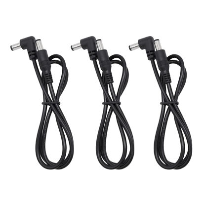 Picture of BlingKingdom 3pcs Guitar Pedal Power DC Cable for Effect Pedal 5.5 x 2.1mm Power Lead Cord Male to Male 24AWG Connector Plug Wire Adapter