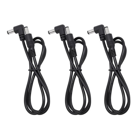 Picture of BlingKingdom 3pcs Guitar Pedal Power DC Cable for Effect Pedal 5.5 x 2.1mm Power Lead Cord Male to Male 24AWG Connector Plug Wire Adapter