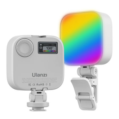 Picture of Ulanzi U60 RGB Video Light, Portable LED Camera Light with 360° Color CRI≥95 2500-9000K Dimmable Panel Lamp,2500mAh LED Panel Photography Lighting w Quick Release Cold Shoe Adapter and Clip-White
