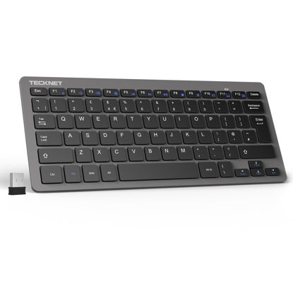 Picture of TECKNET 2.4G Wireless Keyboard, Small Wireless Keyboard with Media Hotkeys, Mini Keyboard Compact Wireless Keyboard, 12-Month Battery Life, Compatible with PC, Desktop, Laptop, Smart TV - Grey