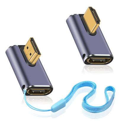 Picture of Duttek 8K 90 Degree HDMI Adapter, Left & Right Angle HDMI Adapter 48Gbps, UHD HDMI 2.1 Male to Female Extender Connector with 8K@60Hz, 4K@120Hz, for HDTVs, PC, Laptop (2 Pack)