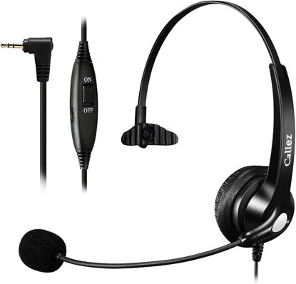 Picture of Callez Phone Headset with Noise Cancelling Microphone, Office Telephone Headsets for Cordless DECT Phones with 2.5mm Headphones Jack Compatible with Panasonic KX-TGEA20 AT&T ML17929 Vtech RCA Uniden