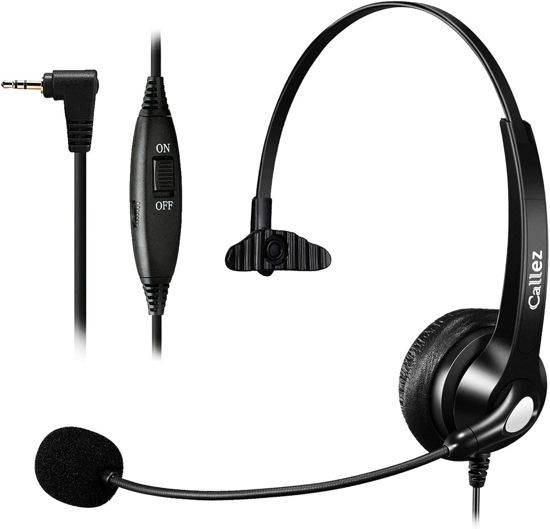 Picture of Callez Phone Headset with Noise Cancelling Microphone, Office Telephone Headsets for Cordless DECT Phones with 2.5mm Headphones Jack Compatible with Panasonic KX-TGEA20 AT&T ML17929 Vtech RCA Uniden
