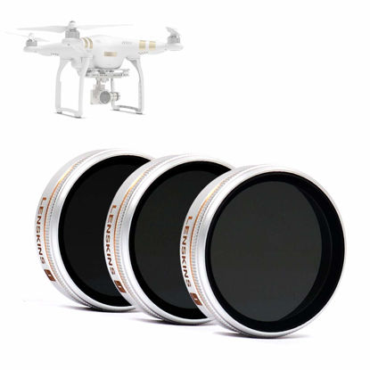 Picture of LENSKINS 3 Pack MRC ND4/CPL, ND8/CPL, ND16/CPL Filter for DJI Phantom 4 Pro/Advanced, AGC Optics, Weather-Sealed, Ultra Slim, Multi-Resistant Coated Filter with Lens Cloth