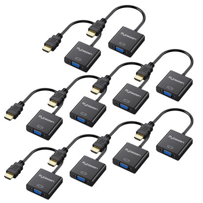 Picture of HDMI to VGA Adapter 10 Pack, Gold-Plated HDMI to VGA Converter (Male to Female), Compatible for Computer, Laptop, PC, Monitor, Projector, HDTV, Chromebook, Raspberry Pi, Roku, Xbox and More