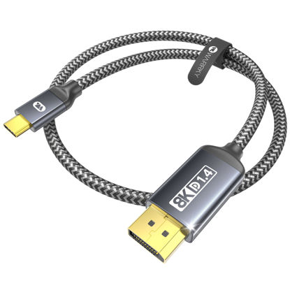 Picture of Warrky USB C to DisplayPort 1.4 Cable 8K@60Hz, 4K@240Hz/144Hz, 2K@360Hz, Type-C to Display Port (DP) 1.4 Wire, [Thunderbolt 4/3 Compatible] for iPhone 15, MacBook Pro/Air, iPad Pro, iMac, XPS - 3.3FT