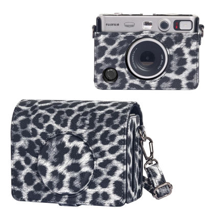 Picture of CAIYOULE Protective Case for Fujifilm Instax Mini EVO Digital Hybrid Camera Protective PU Leather Bag Accessories with Adjustable Strap ，No Camera，Leopard Black