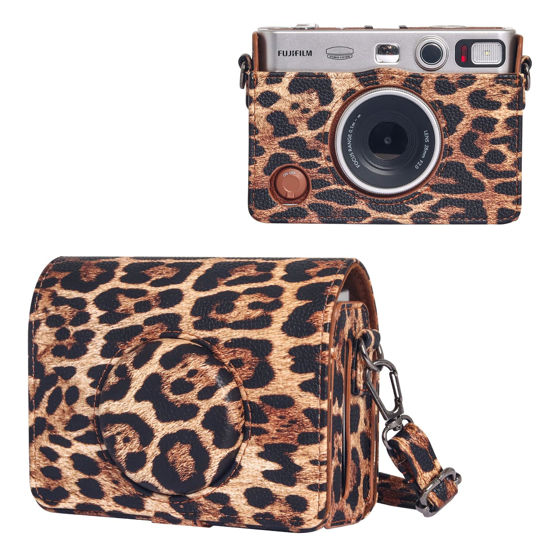 Picture of CAIYOULE Protective Case for Fujifilm Instax Mini EVO Digital Hybrid Camera Protective PU Leather Bag Accessories with Adjustable Strap ，No Camera，Leopard Brown