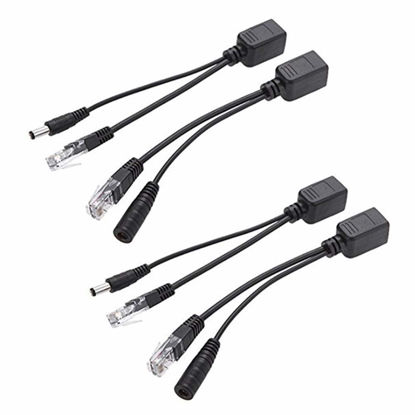Picture of BeElion 2Kits 4PCS Passive PoE Injector and Splitter Kit with 5.5x2.1 mm DC Power Adaptor Connector,Black