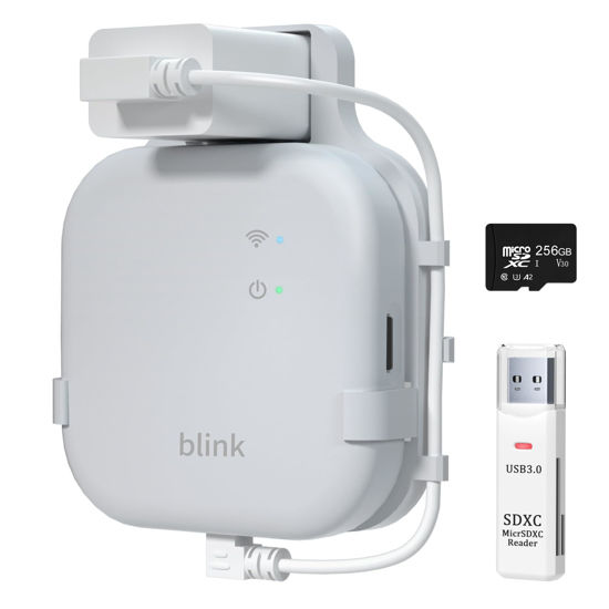 Picture of 256GB Micro SD Card & Outlet Wall Mount for Blink Sync Module XR with Short Cable, SD Card for Local Video Storage with Reader, Save Space, Mount Bracket for Blink Outdoor Indoor Security System