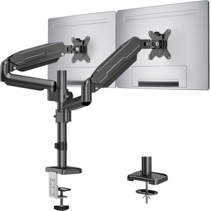 Picture of MOUNT PRO Dual Monitor Mount for 13-32" Computer Screen, Tall Monitor Stands for 2 Monitors, Adjustable Gas Spring Double Vertical Monitor Desk Mount, Each Arm Holds 4.4 to19.8lbs, VESA Mount, Black