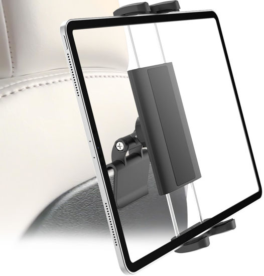 Picture of Dosvsi Back Seat Tablet Holder for Tesla, 360° Adjustable Model 3/Y Headrest Tablet Mount for Kids, Metal Model Y Rear Seat Stand for iPad Pro 12.9 Air Mini, Galaxy Tab/Z Fold, Fire hd, 4-13" Device