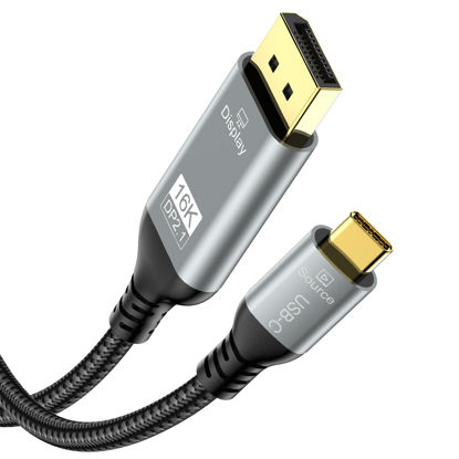 Picture of Angusplay USB C to Displayport 2.1 Cable, 16k@30Hz Thunderbolt 4/3 to Display Port Cable, 40Gbps USB c to dp Cable Support 8K@120Hz 4K@240Hz, Compatible MacBook Pro M4, iPhone 16, XPS, 3.3FT