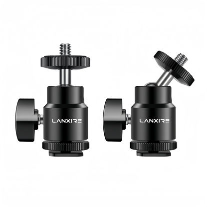 Picture of Lanxire Camera Hot Shoe Mount with 1/4" Screw and Ball Head Adapter - Compatible with Camera, Camcorder, Smartphone, Action Camera, LED Lights, Microphone - 2 Pack