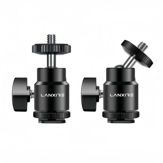 Picture of Lanxire Camera Hot Shoe Mount with 1/4" Screw and Ball Head Adapter - Compatible with Camera, Camcorder, Smartphone, Action Camera, LED Lights, Microphone - 2 Pack