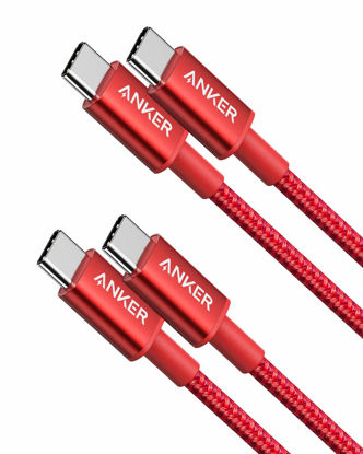 Picture of Anker 2 Pack New Nylon USB C to USB C Cable (3.3ft 60W), USB 2.0 Type C Charging Cable for MacBook Pro 2020, iPad Pro 2020, iPad Air 4, Galaxy S20, Switch, Pixel, LG and More(Red)