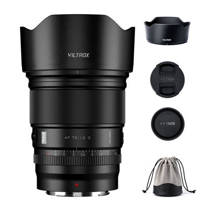 Picture of VILTROX PRO 75mm F1.2 Auto Focus Lens for Nikon Z-Mount Camera, Ultra Wide Angle f/1.2 Large Aperture APS-C Prime AF Lens Compatible with Nikon Z-Mount Cameras Z9 Z8 Z7 Z6 Z5 Z50 Z30 ZFC