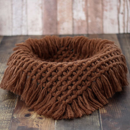Picture of Zeroest Newborn Photography Baby Posing Layer Props Basket Filler Stuffer Mini Blanket Photoshoot HandKint Photo Wool Wrap (Coffee)