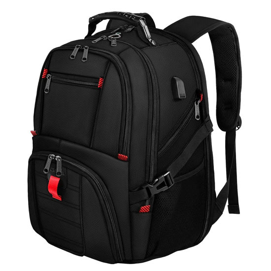 Picture of YOREPEK Travel Backpack, 15.6 Inch Laptop Backpacks for Men Women, Water Resistant College Backpack Airline Approved Business Work Bag with USB Charging Port Fits 15.6 Inch Computers, Black