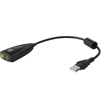 Picture of Saisn USB Stereo Sound Card, USB 7.1 External Audio Sound Adapter Card 5Hv2 Channel Converter to 3.5mm Headphone Microphone Jack for Mac, PC, Windows.