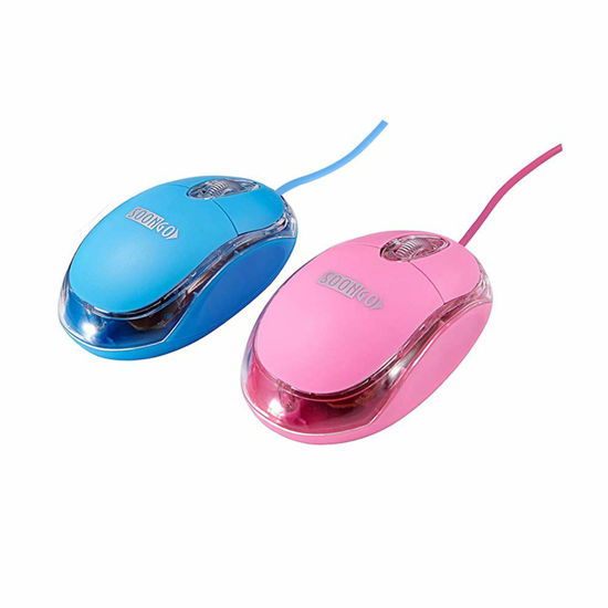 Picture of SOON GO Kids Mouse 2 Pack [Pink Blue] for Laptop Mini USB Optical Wired Mice fit for Kids Girls Lady use Compatible with Computer Laptop PC Desktop Windows 7/8/10/XP Vista and Mac