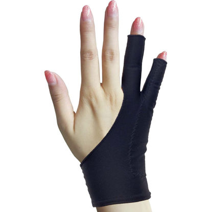 Picture of Timebetter Artist Drawing Glove, Digital Art Glove for Tablet iPad, Palm Rejection, Two Open Finger, Fit Left Right Hand - L, Pack of 2