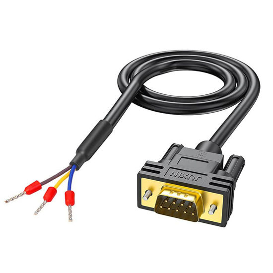 Picture of JUXINICE DB9 Male RS232-235 Pin Serial Extension Cable,D-SUB 9-Pin Connector with Bare Wire End Cable,3 Wire with Wiring Terminals (DB9 Male -235PIN 5FT)