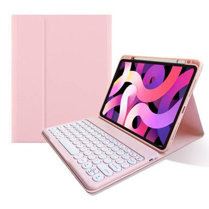 Picture of kaitesi Keyboard Case for iPad Pro 13 inch M4, Round Key Colour Detachable Bluetooth Keyboard and Pencil Holder for iPad Pro 13" 2024,Pink