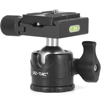 Picture of BZTAC Tactical Tripod Ball Head Mount for Rifle Tripod Gun Rest, Arca Swiss Plate with 1/4" Screw, 3/8" Thread Mount Low Gravity Metal 28mm Diameter Ball 360° Panorama Rotation Ball Head