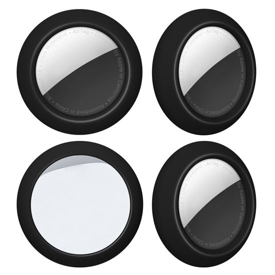 Picture of TEAMOLA Case Compatible with Airtag, 4pcs Silicone Adhesive Airtag Case Holder for Airtags Accessories,Airtag Cover Stick on Air Tag Mount Finders Accessories for TV Remote Car Airtags Case-Black